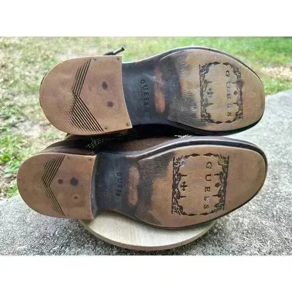 Vintage Guess Los Angeles Boots Denim & Dry Brown Hiking Boots US Size 7 - Picture 9 of 12